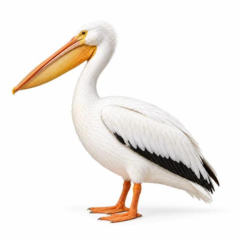 Pelícano blanco americano, perfil izquierdo - estudio visual de fauna de Grind Coast