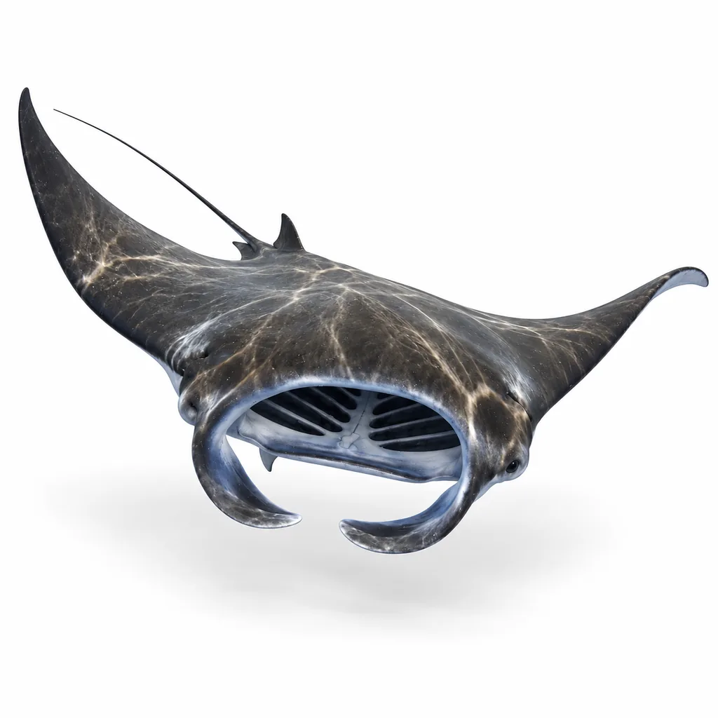 Mantarraya, vista de tres cuartos - estudio visual de fauna de Grind Coast