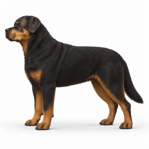 Rottweiler, perfil izquierdo - estudio visual de fauna de Grind Coast