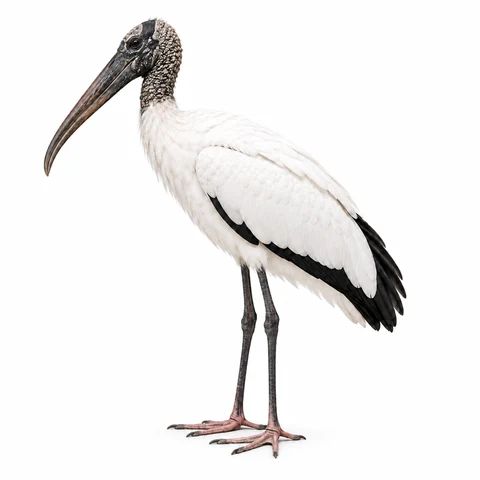 Cigüeña americana, perfil izquierdo - estudio visual de fauna de Grind Coast