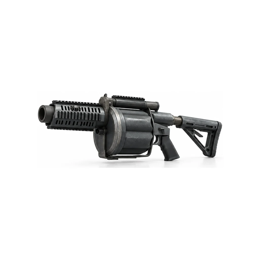 Grenade launcher, three-quarter — fan-made GTA 6 visual reconstruction by Grind Coast